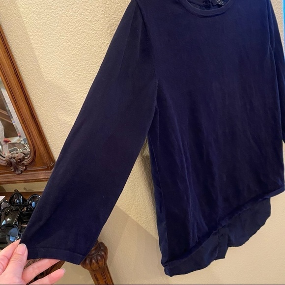 COS Navy 3/4 Sleeve Silk Top Size Medium - Picture 4 of 8